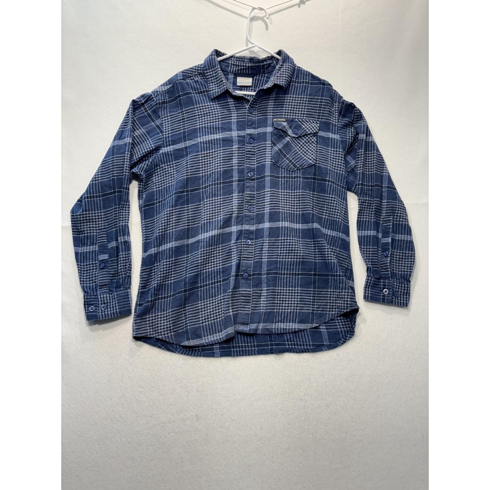 Columbia Shirt Mens Large Blue Plaid Flannel Long Sleeve Button Up Casual